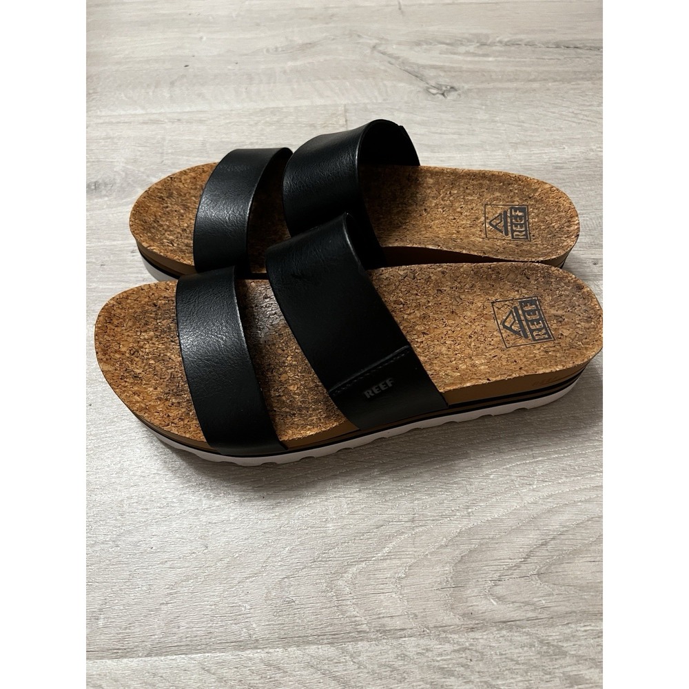 Reef Cushion Vista Hi Sandals Women's US 8 Black Slip On Slides
